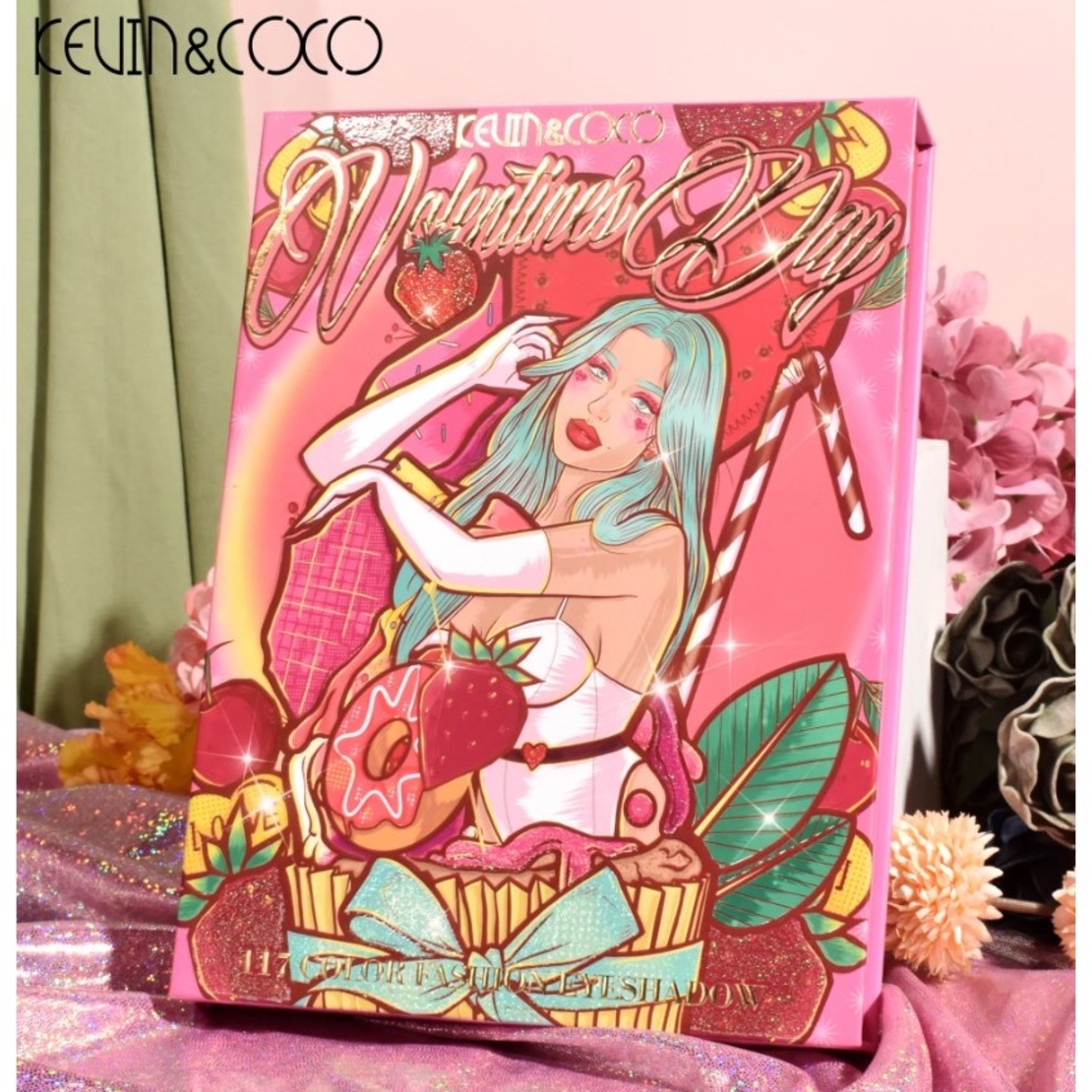 Paleta farduri Kevin&Coco, 117 culori, 4 straturi, rotativa, iluminator si blush inclus, dreptunghiulara, 112g, 20.8 x 15.5 x 2.1 cm, multicolor