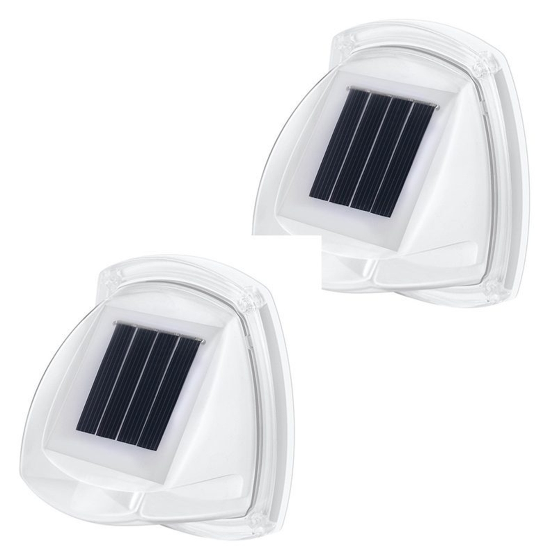 Lampa Solara LED pentru Gradina, Flippy, Set 2 Bucati, Tip Aplica pe Perete, 8.5 x 9 cm, 2V, ABS, 600mAh, Rezistent la apa, 8 LED-uri Alb Calda, Alb