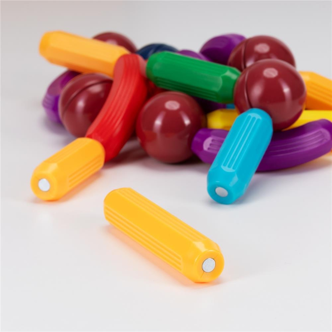 Set de constructie din piese magnetice educative pentru copii 128 de piese, multicolor