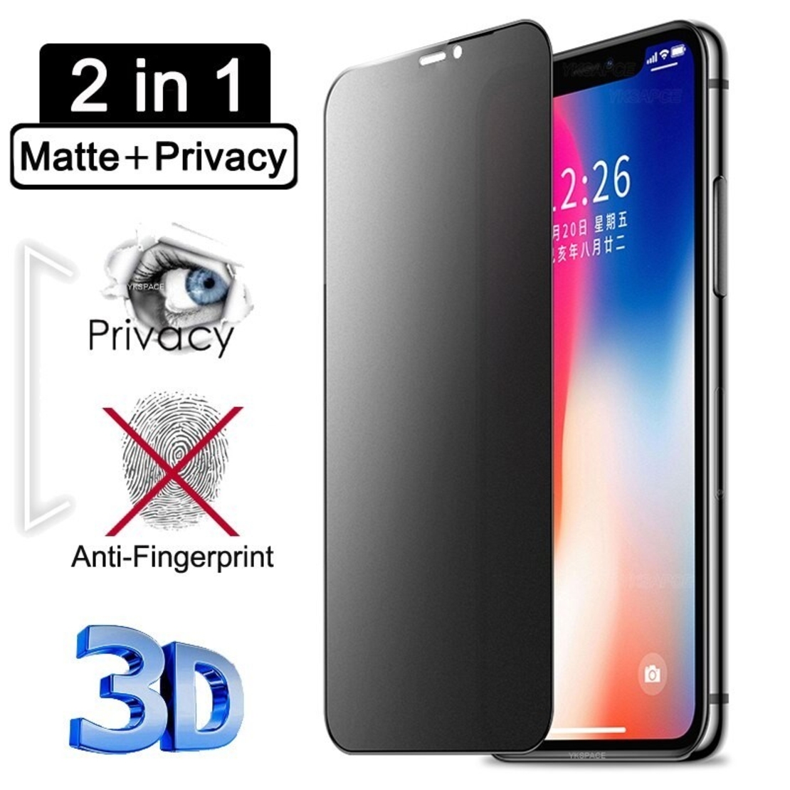 Folie Flippy Sticla Securizata 3D Privacy 28° Armor Panda pentru Apple iPhone 7/8