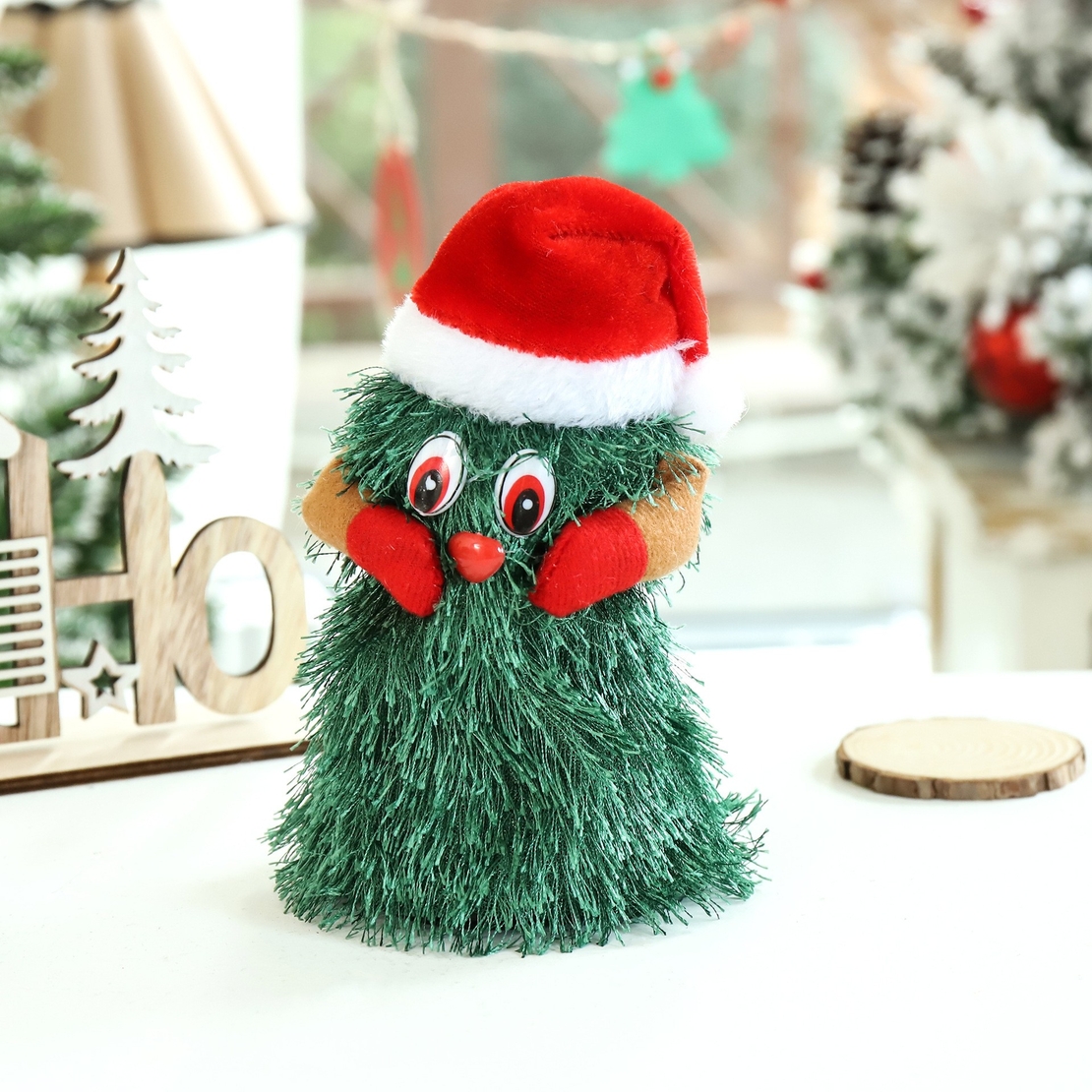 Bradut Dansator si Cantaret, Flippy, Decoratiune de Craciun, Jucarie Interactiva, 16 cm Inaltime, Verde