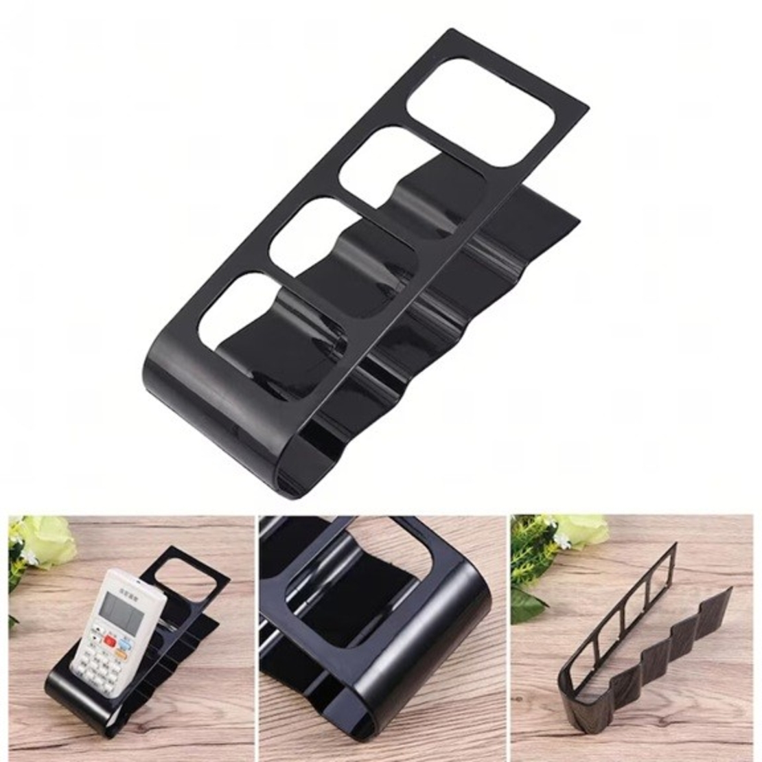 Suport de Birou, Flippy, din Plastic, pentru Telecomenzi, Telefoane, 18 x 7 x 9 cm, Negru