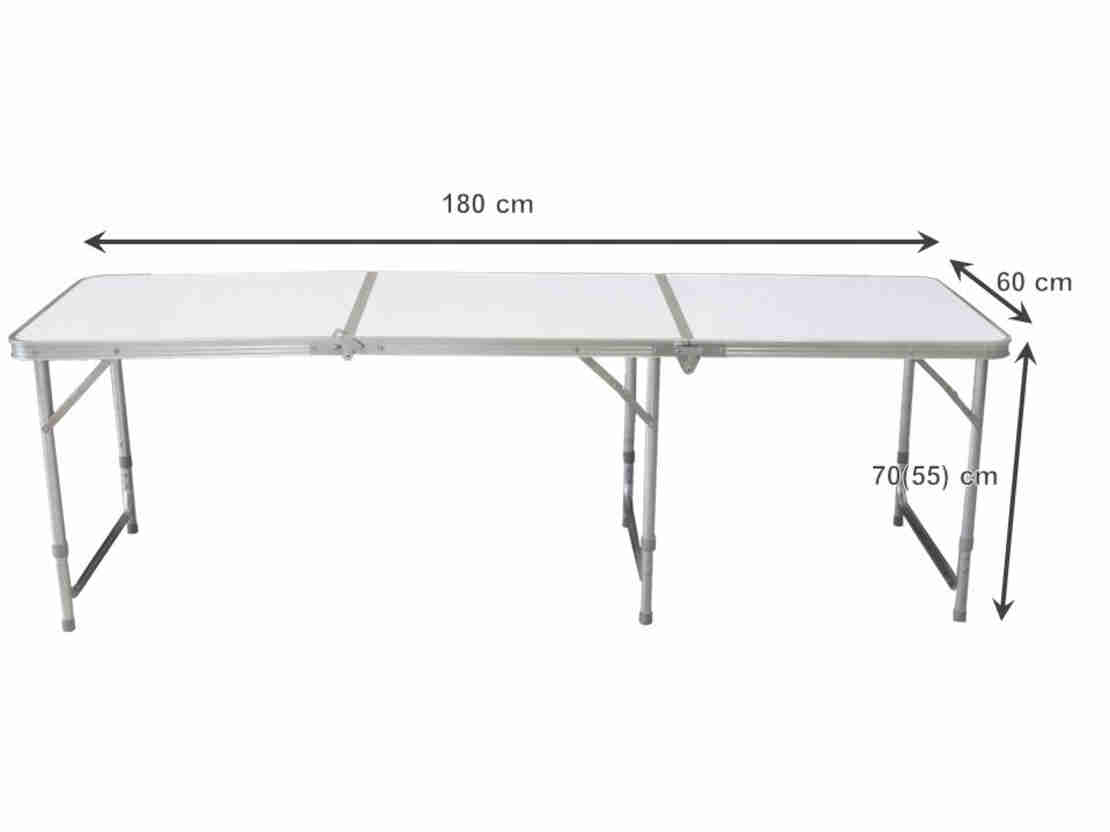 Masa pliabila metalica pentru gradina sau picnic, blat MDF, inaltime reglabila, 180x60cm