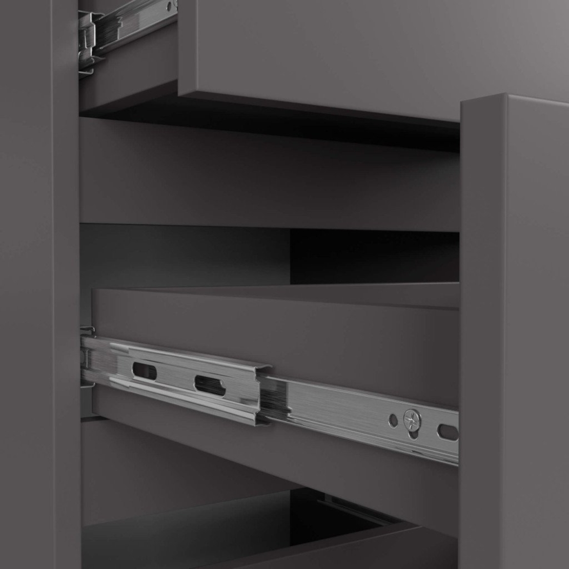 Comoda cu 4 sertare, PAL laminat 16mm, 40x35x74 cm, gri grafit
