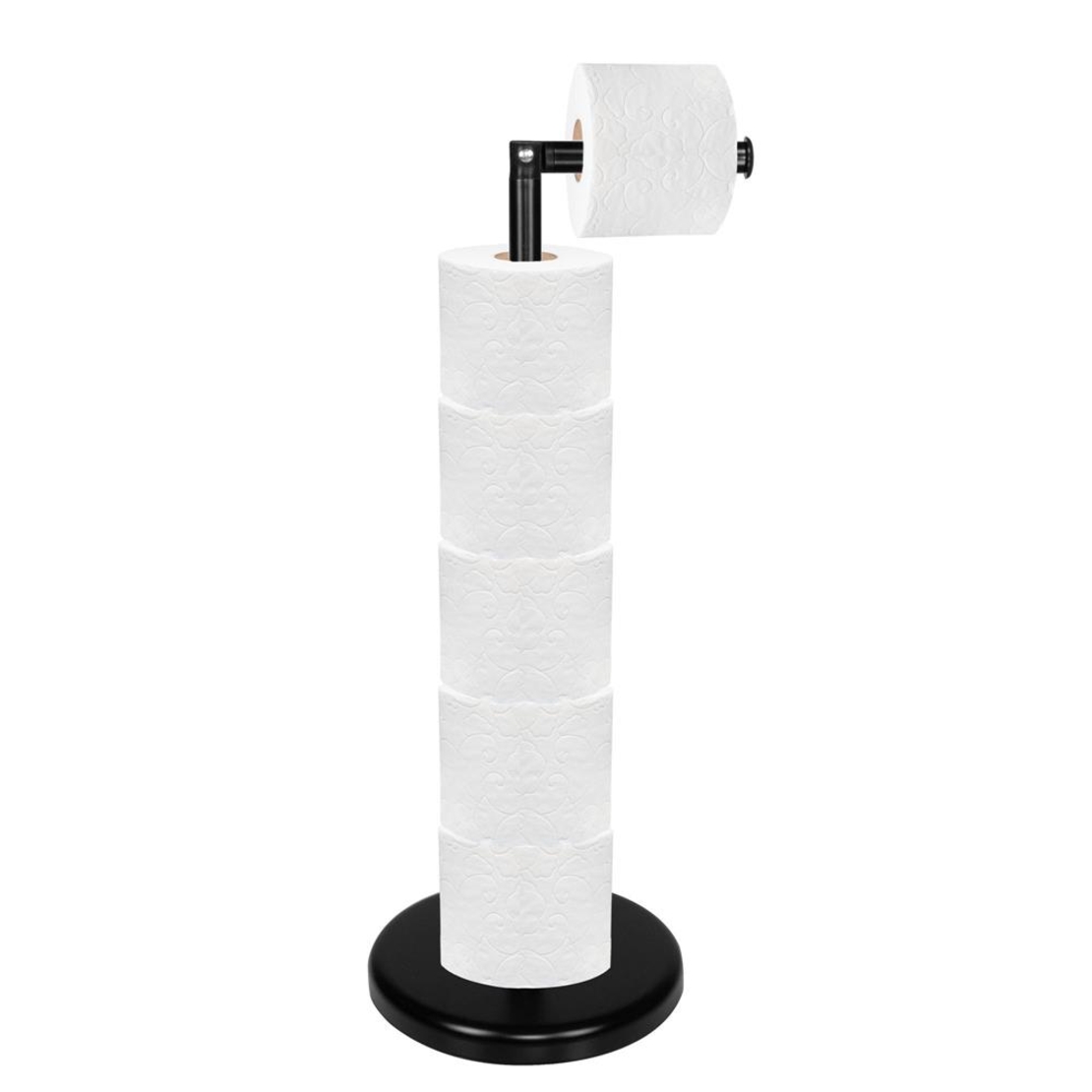 Suport hartie igienica 2 in 1 cu tija mobila, 68.5cm, negru