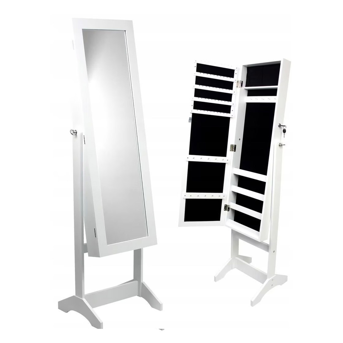 Dulap de toaleta cu oglinda si spatiu de depozitare bijuterii, 35x139cm, alb