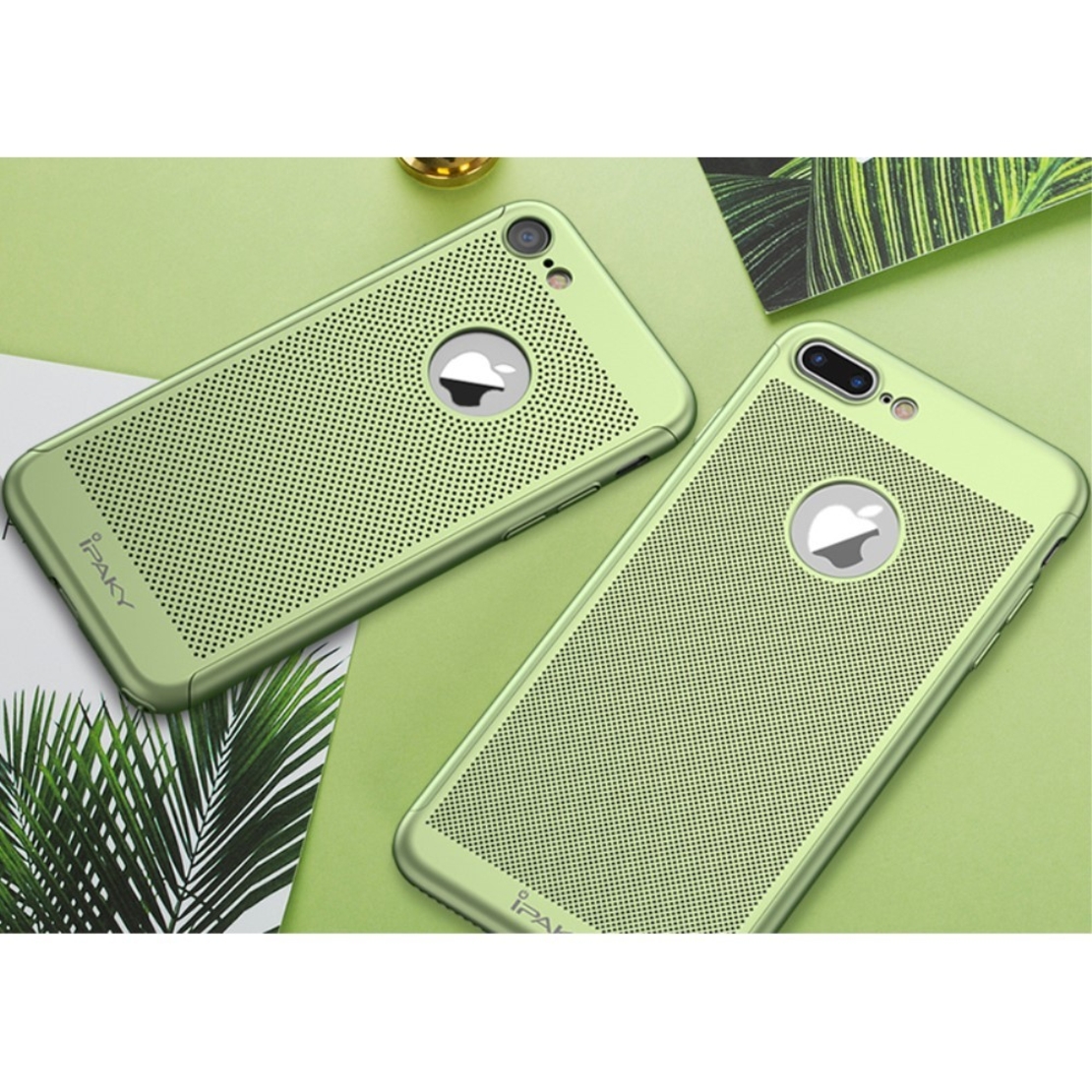 Husa de Protectie, Flippy, pentru Apple iPhone 7 Plus, Full Cover 360 Air cu Gauri si Folie de Protectie, Plastic, Verde