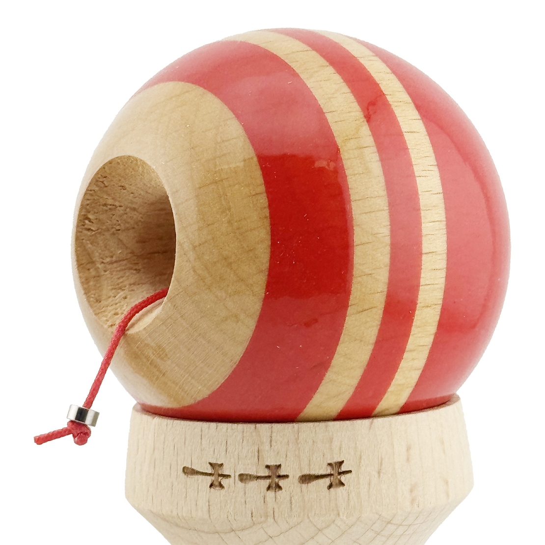 Kendama X Originala RAINBOW, Profesionala, Flippy, Cupe Mari KING SIZE V3, Super Sticky, Gaura in Baza, Rulment Metalic, din lemn 18 cm, Ata 62/65 cm, Rosu/Maro