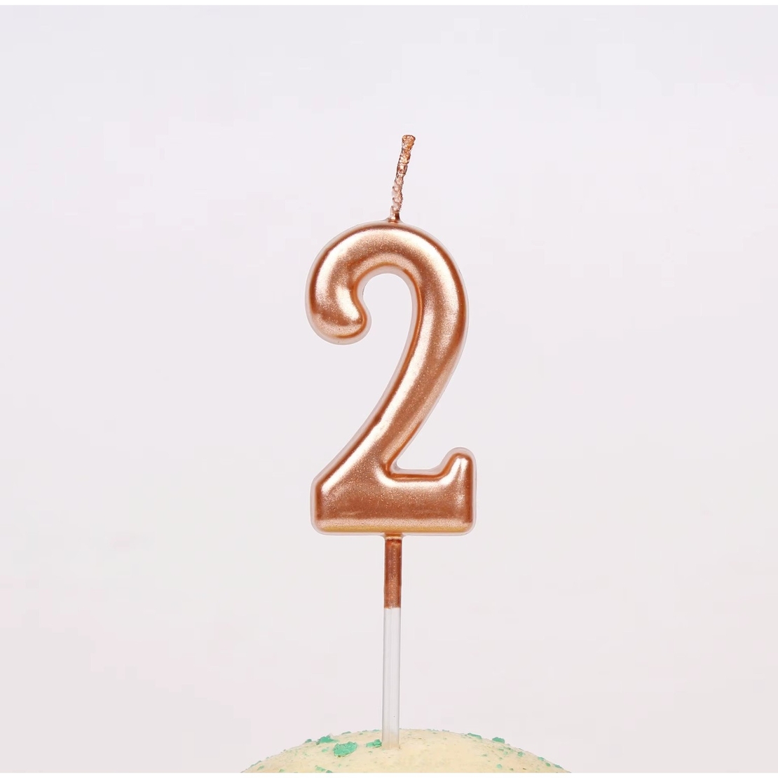 Lumanare de Tort, Flippy, Model Cifra 2, Party, 4.5 x 2.5 cm, din Parafina, Rose Gold