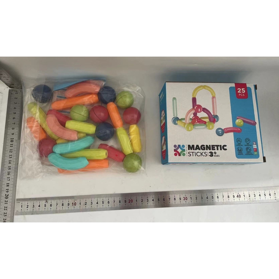 Set 25 de Piese Magnetice de Constructie, Flippy, Puzzle, Forme, 3 Ani, ABS, Magnet, 16x6x14 cm, Multicolor