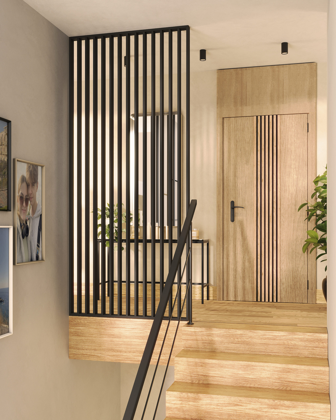 Riflaj perete despartitor MDF, LDA PREMIUM, Negru, 275x58 cm