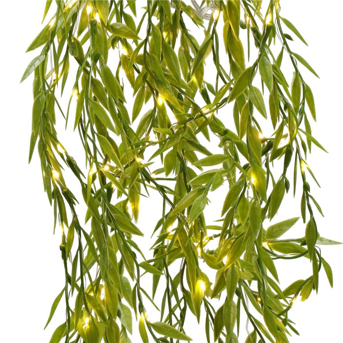 Ghirlanda luminoasa tip perdea de frunze artificiale, 285x105cm, 200 LED-uri, alb cald
