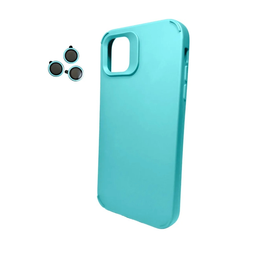 Husa Apple iPhone 13 Pro, Vafy, din Silicon Lichid, Interior din Microfibra, Lentile Fosforescente de Protectie Camera, Anti Amprenta, Rezistenta la Socuri, Bleu