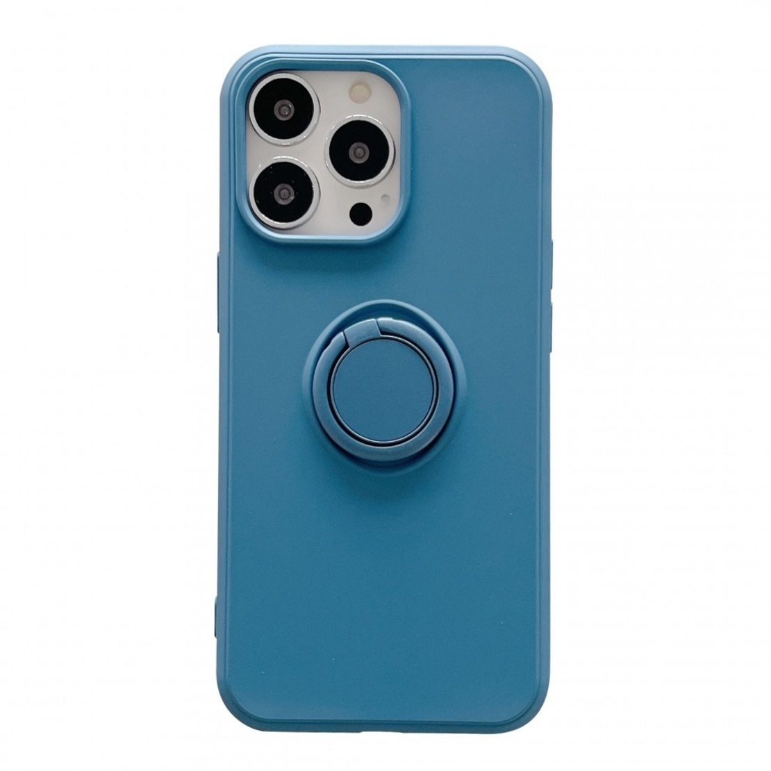 Husa protectie Vafy compatibila cu Samsung A72 Liquid Silicone Ring cu suport rotativ Albastru