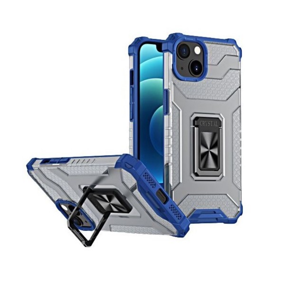 Husa de protectie Vafy compatibila cu Apple iPhone 13 Acrylic Armor cu suport Albastru