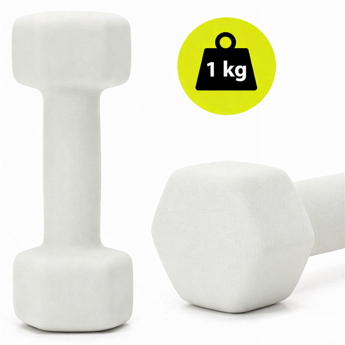 Set gantere din fonta cu invelis neopren, 12 kg cu suport, capete hexagonale, 2x1 kg 2x2 kg 2x3 kg, multicolor