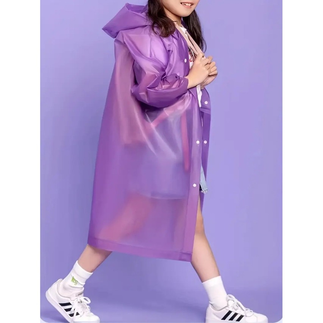 Pelerina de Ploaie, Flippy, pentru Copii 100-145 cm, din EVA, Impermeabila, Inchidere cu Capse, Mov