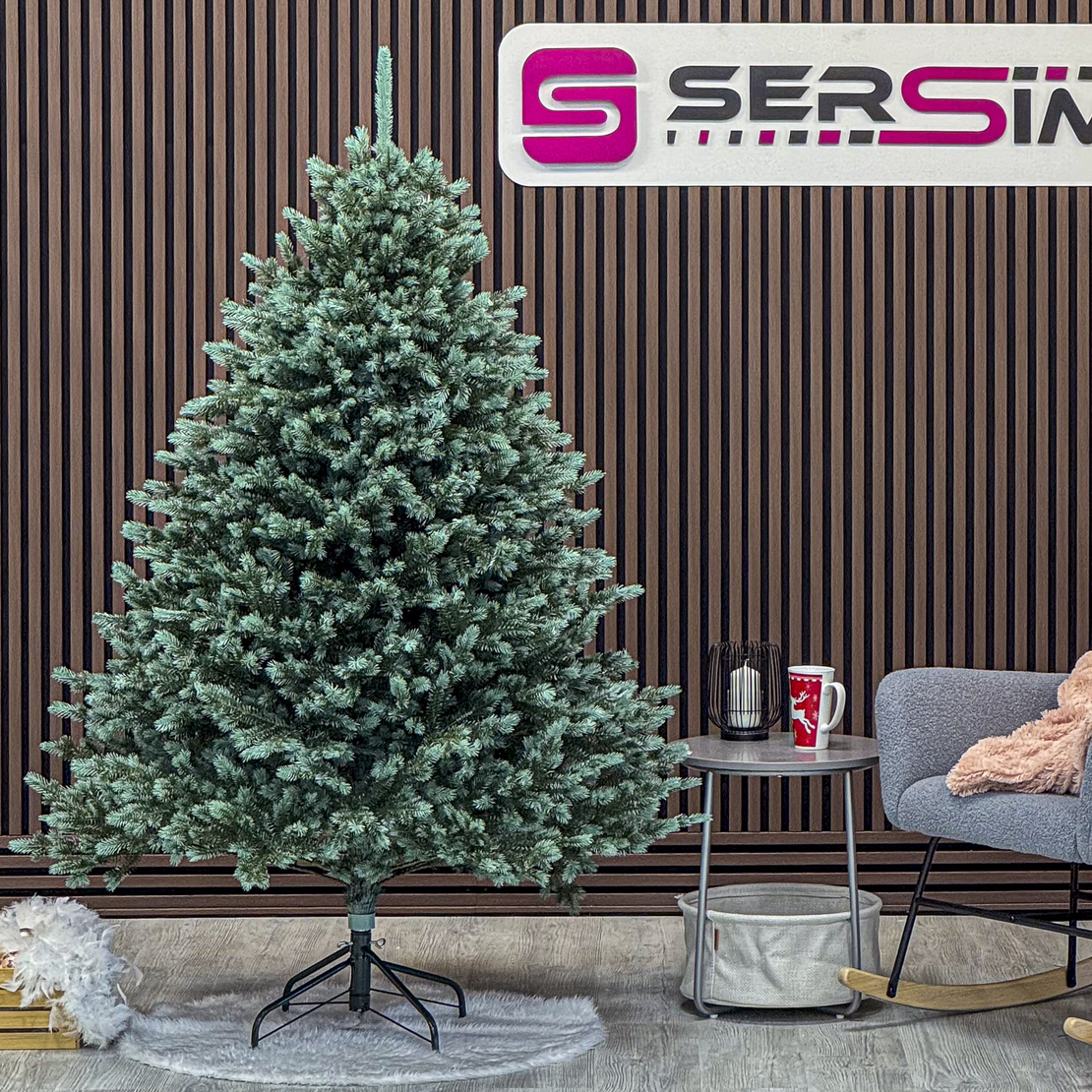 Brad artificial Christmas Deluxe by Sersimo, Alaska Select verde argintiu, integral 3D, 180 cm