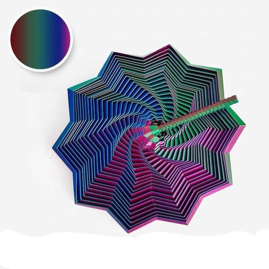 Jucarie Decompresie, Flippy, Model Stea 3D, DuoChrome, Maner Spirala, Turn Magic Geometric, Multiple Forme, Anti-stress, 17 cm, Albastru Rosu Verde