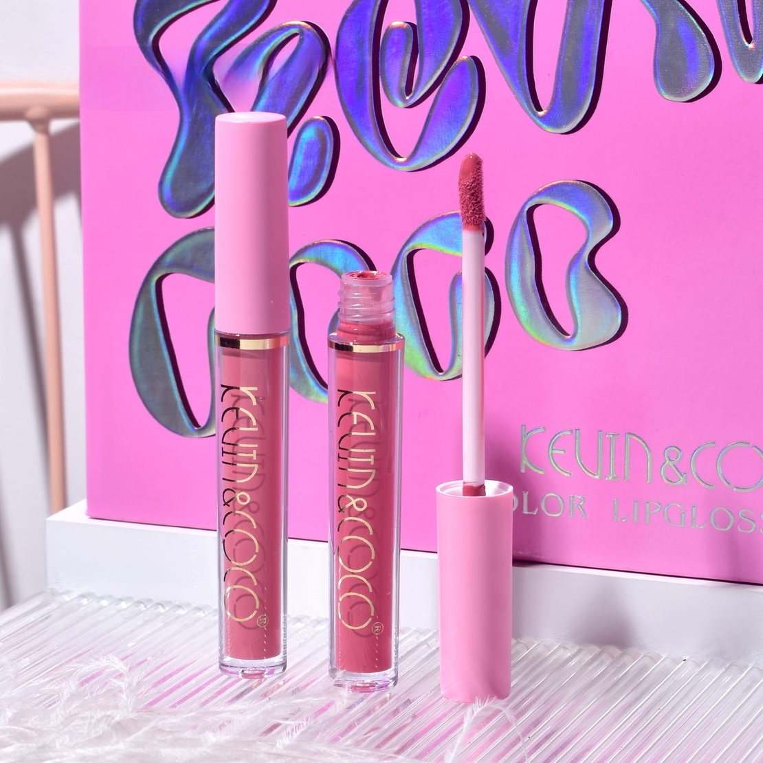 Set de Buze, KEVIN & COCO, Pink Girl, 6 Lip Gloss-uri, 17 x 14.8 x 2.9 cm, Roz/Maro