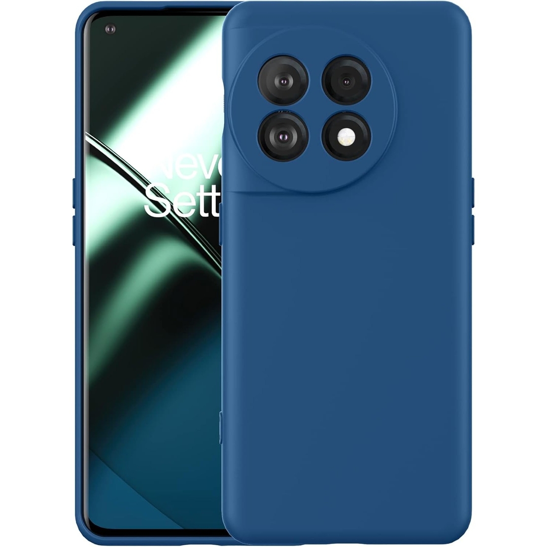 Husa de Protectie, Vafy, pentru OnePlus 11 5G, Liquid Silicone, cu Microfibra pe Interior, Protectie Antisoc, Compatibil Incarcare Wireless, Albastru