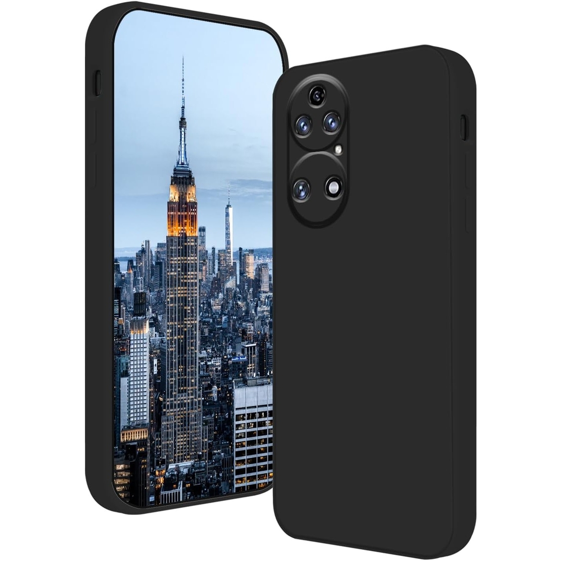 Husa de Protectie, Vafy, pentru Huawei P50 Pro, Liquid Silicone, cu Microfibra pe Interior, Protectie Antisoc, Compatibil Incarcare Wireless, Negru