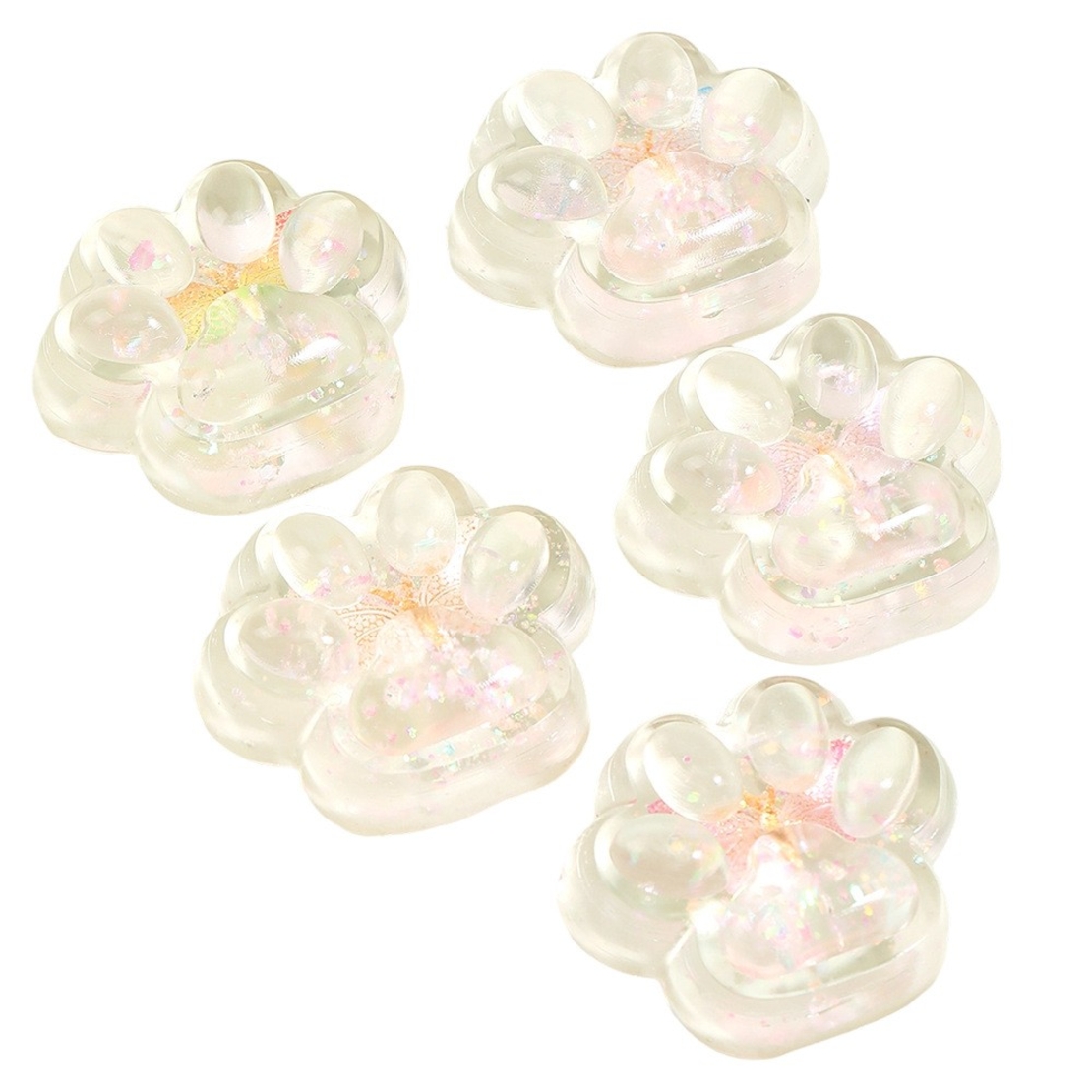 Jucarie Antistres Squishy, Flippy, Labuta de Pisica Pufoasa, cu Revenire Lenta, 7 x 6.5 cm, Model Fluturi, Multicolor