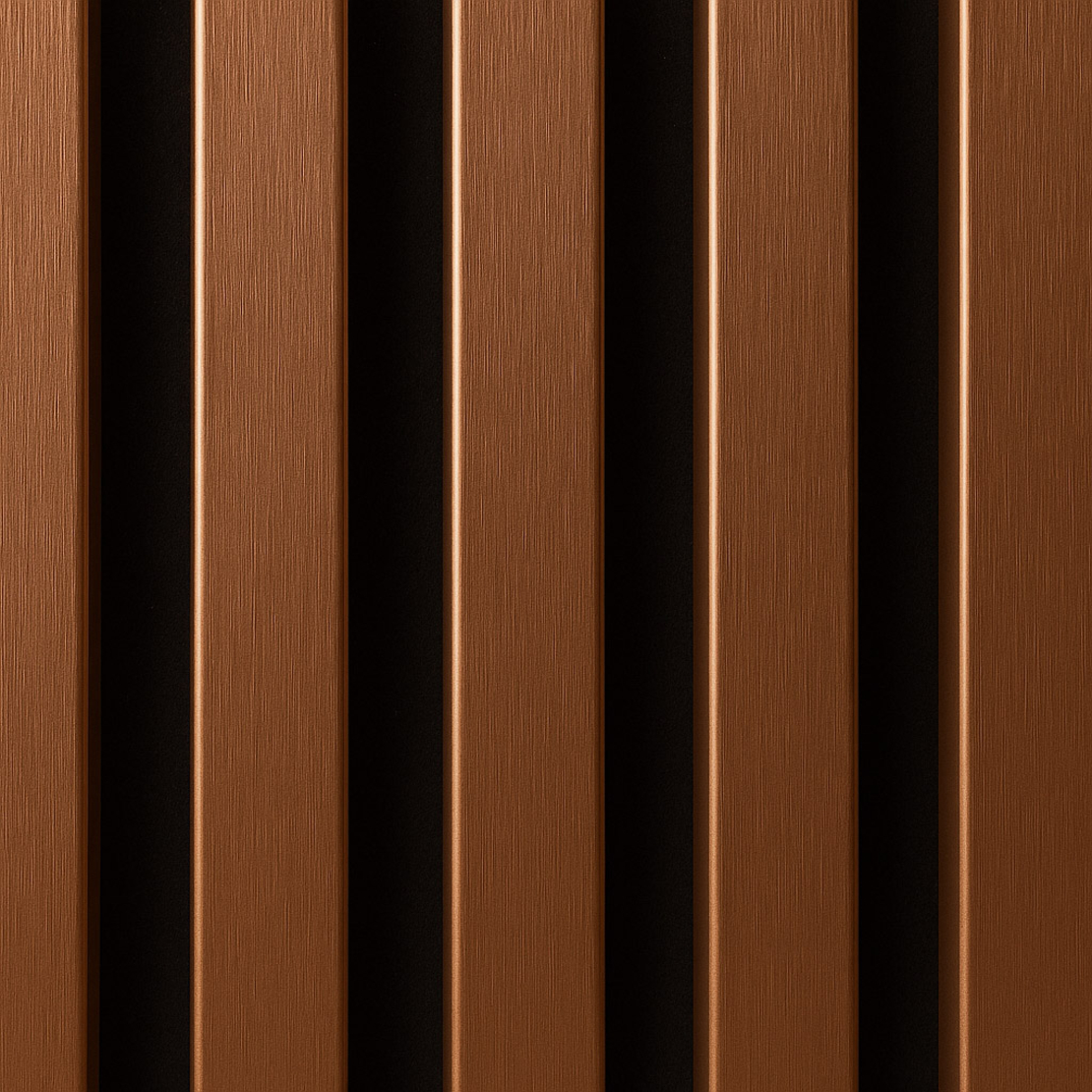 Riflaj MDF decorativ LDA PREMIUM de tip Panou Acustic, Cupru periat, 260x40 cm