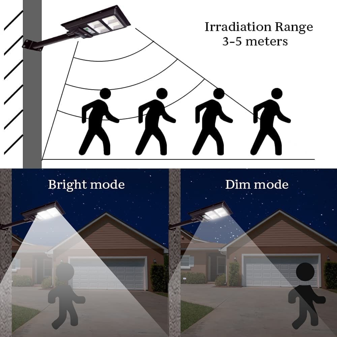 Lampa solara stradala Flippy, senzor de miscare si lumina, 96 LED-uri, IP65, ABS, 5AH, 100W, temperatura culoare 6500K, 37.8x18.8x5 cm, autonomie 10-12 ore, negru