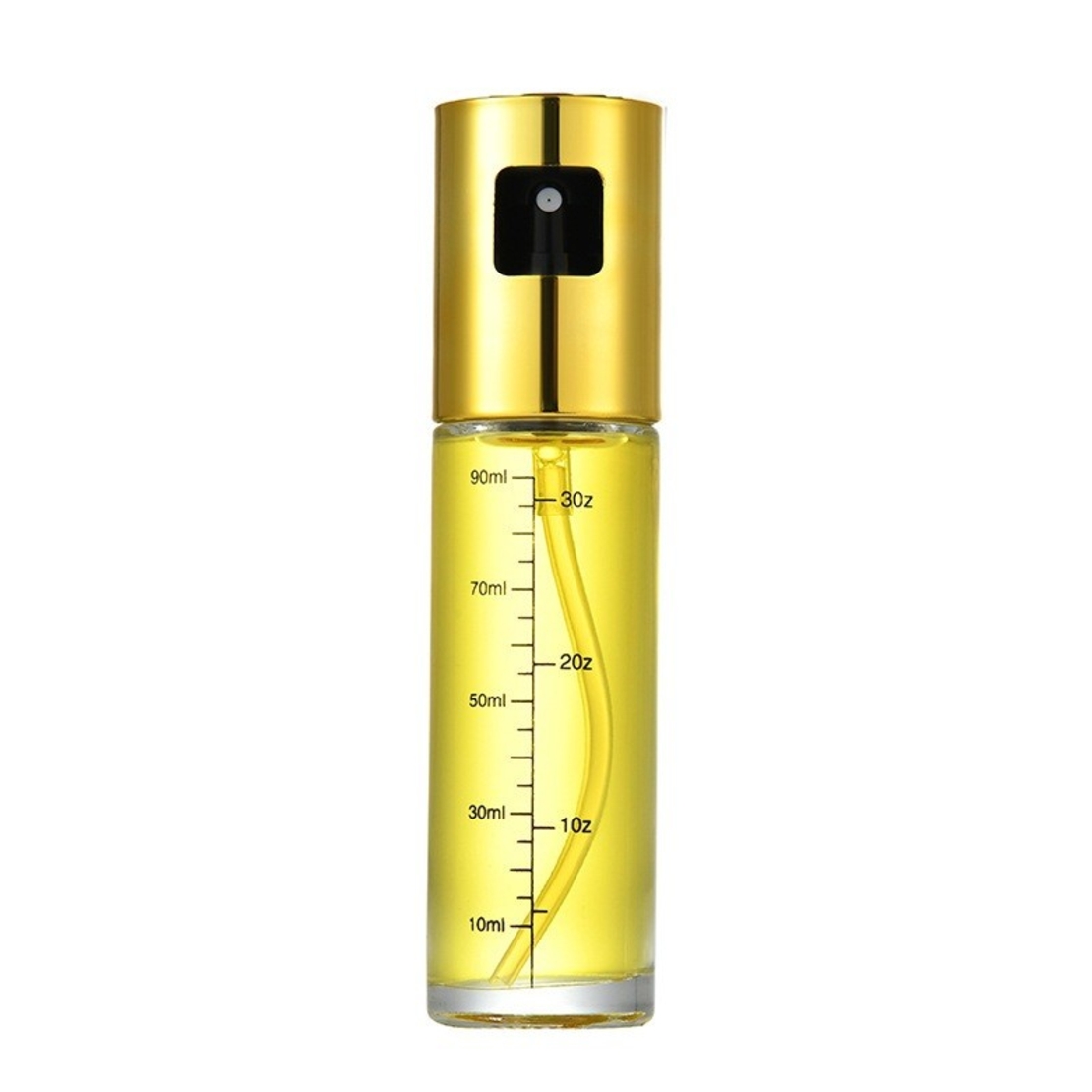 Pulverizator Ulei, Otet, Vafy, din Sticla, 100 ml, Reincarcabil, 18.3 x 4.3 cm, Masura 90 ml, Capac Lucios, Auriu