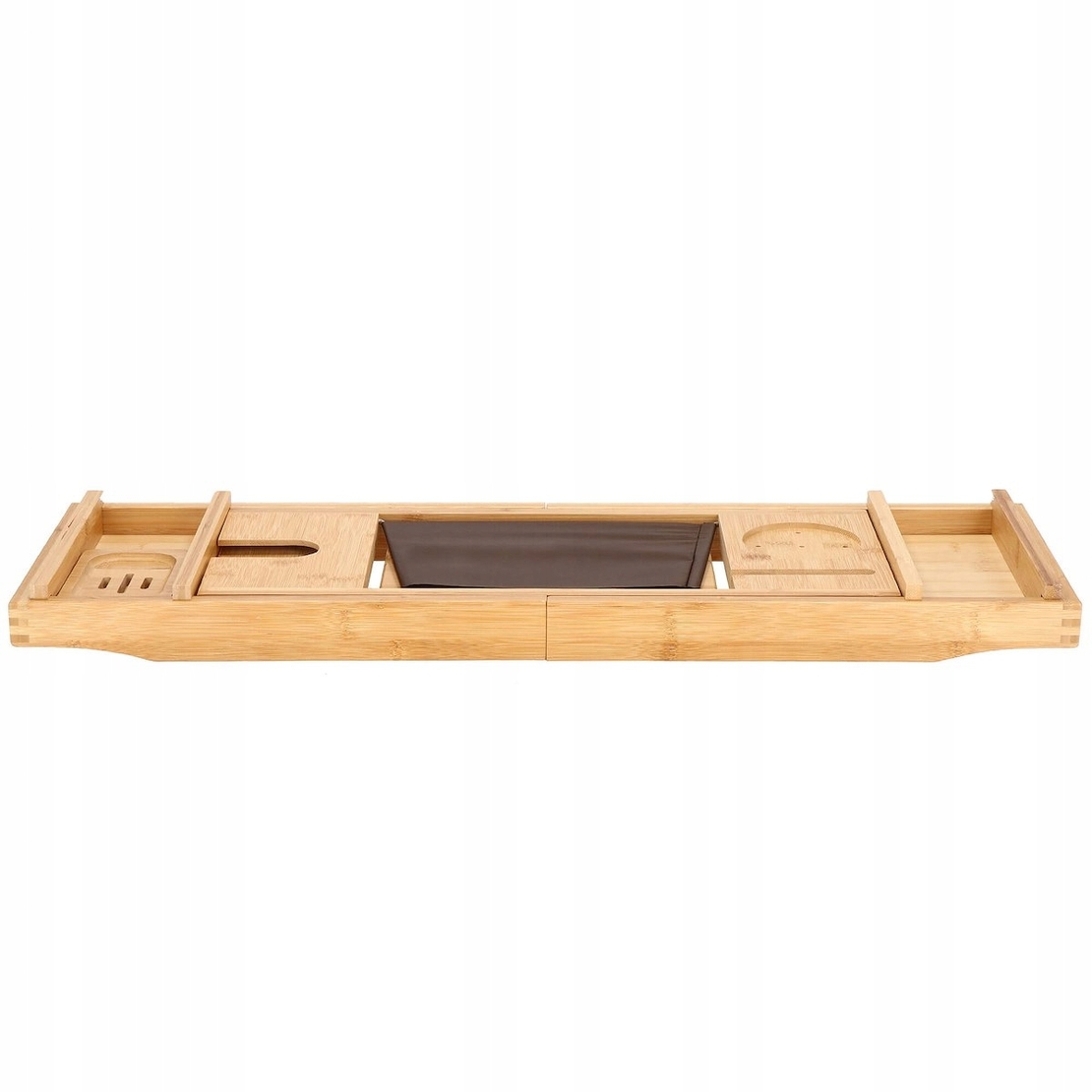 Raft cu tava pentru cada din bambus natural Sersimo 1024, extensibila, 75-110x23cm