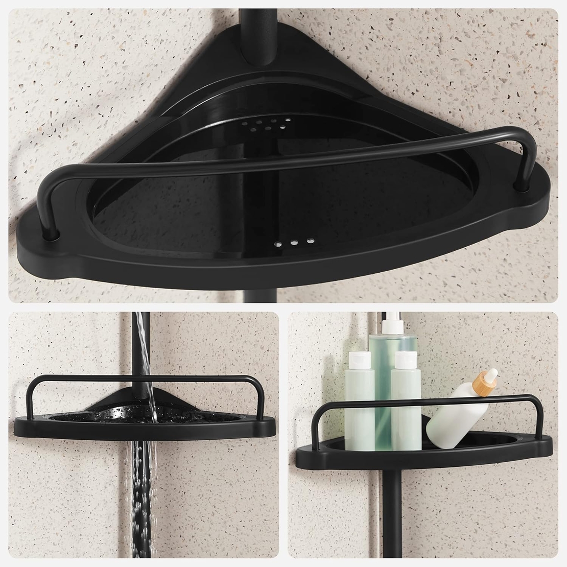 SONGMICS Etajera colt dus, 4 rafturi, inaltime reglabila 85-305 cm, otel si plastic PP, negru