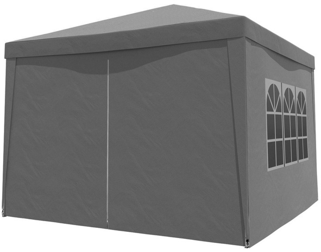 Cort pavilion de gradina pliabil automat pop-up, impermeabil, cu 4 pereti laterali, 300x300cm, gri