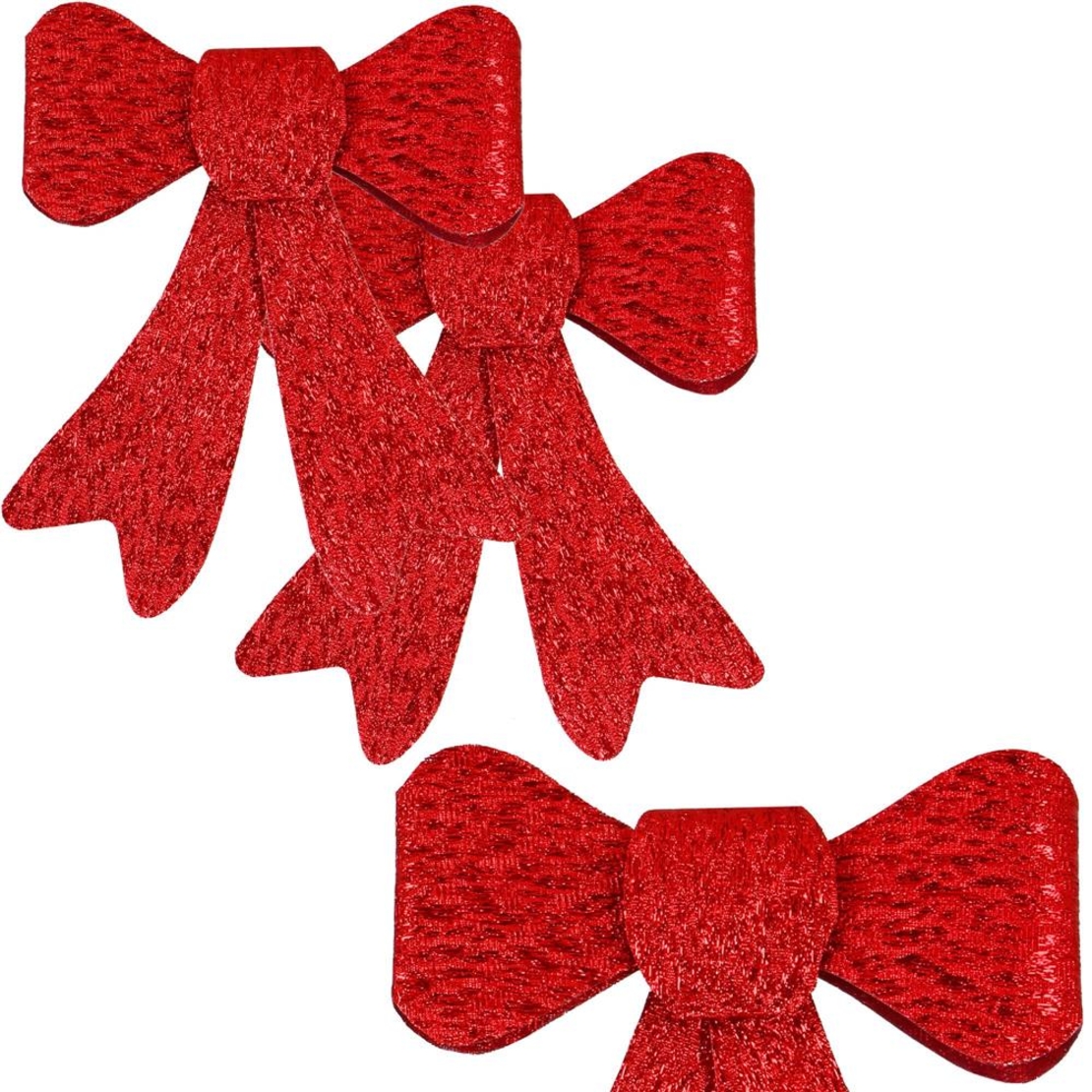 Set 2 ornamente pentru bradul de Craciun, fundita, 18cm, rosu