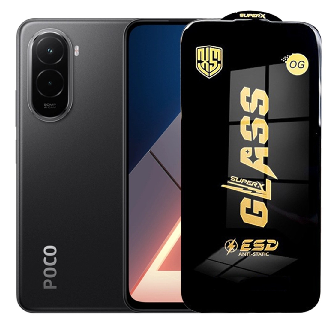 Folie de Sticla pentru Xiaomi Poco M7, Vafy, Sticla Securizata ESD Antistatica, Super-X Privacy OG, cu Margini Negre, Rezistenta la Zgirieturi, 0.35 mm, Transparenta