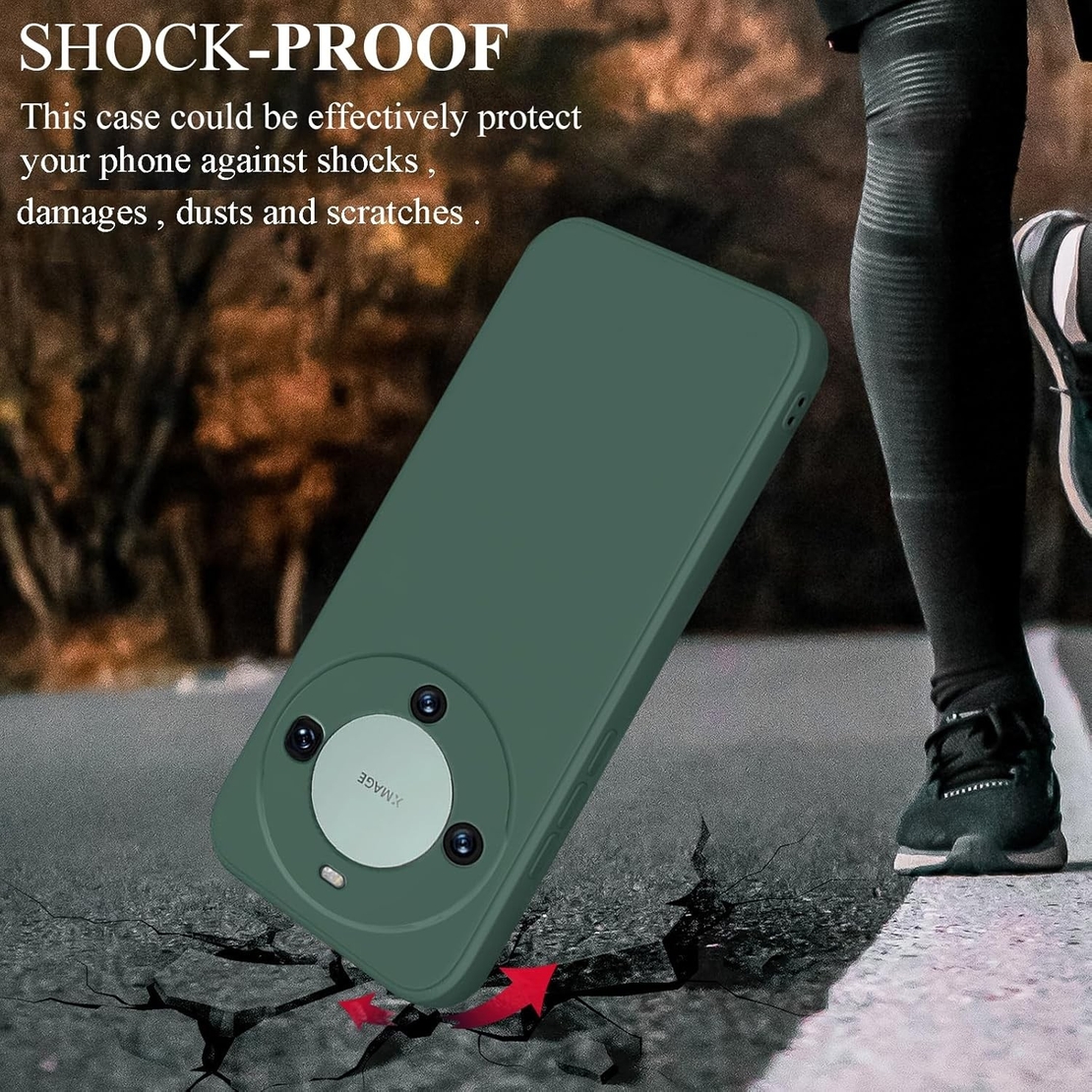 Husa de Protectie, Vafy, pentru Huawei Mate 60 Pro, Liquid Silicone, cu Microfibra pe Interior, Protectie Antisoc, Compatibil Incarcare Wireless, Verde