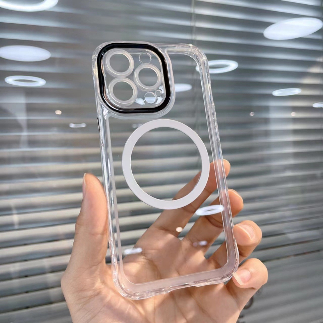 Husa MagSafe Silicone pentru iPhone 12 Pro Max, Vafy, Transparenta, Magnetica, Extra Protectie Camera Negru
