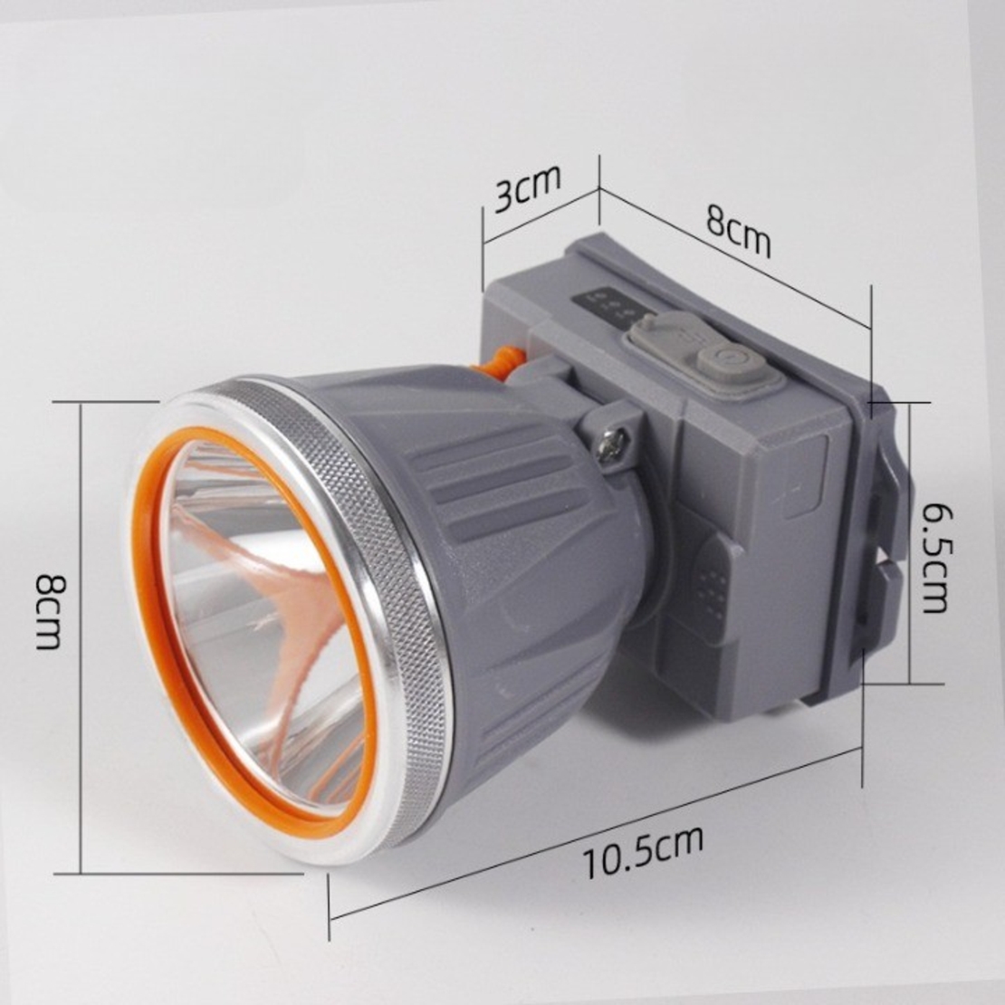 Lanterna LED de Montat pe Cap, Vafy, cu Raza Lunga de Zoom, Reincarcabila USB, Far Telescopic, Rezistent la Apa, Reglabil, pentru Pescuit in Aer Liber, Camping, Lumina Puternica, Lanterna, 10.5x8x6.5 cm, Gri