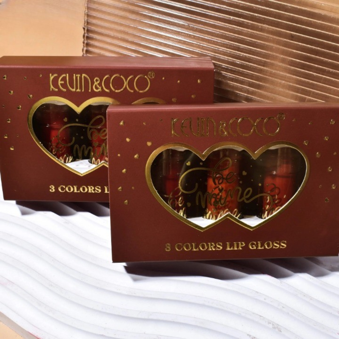 Set Rujuri de Buze Lucioase, KEVIN & COCO, Be Mine 3 Culori, Lip-Gloss, 11 x 7.3 x 2.7cm, Roz-Rosu, Varianta B