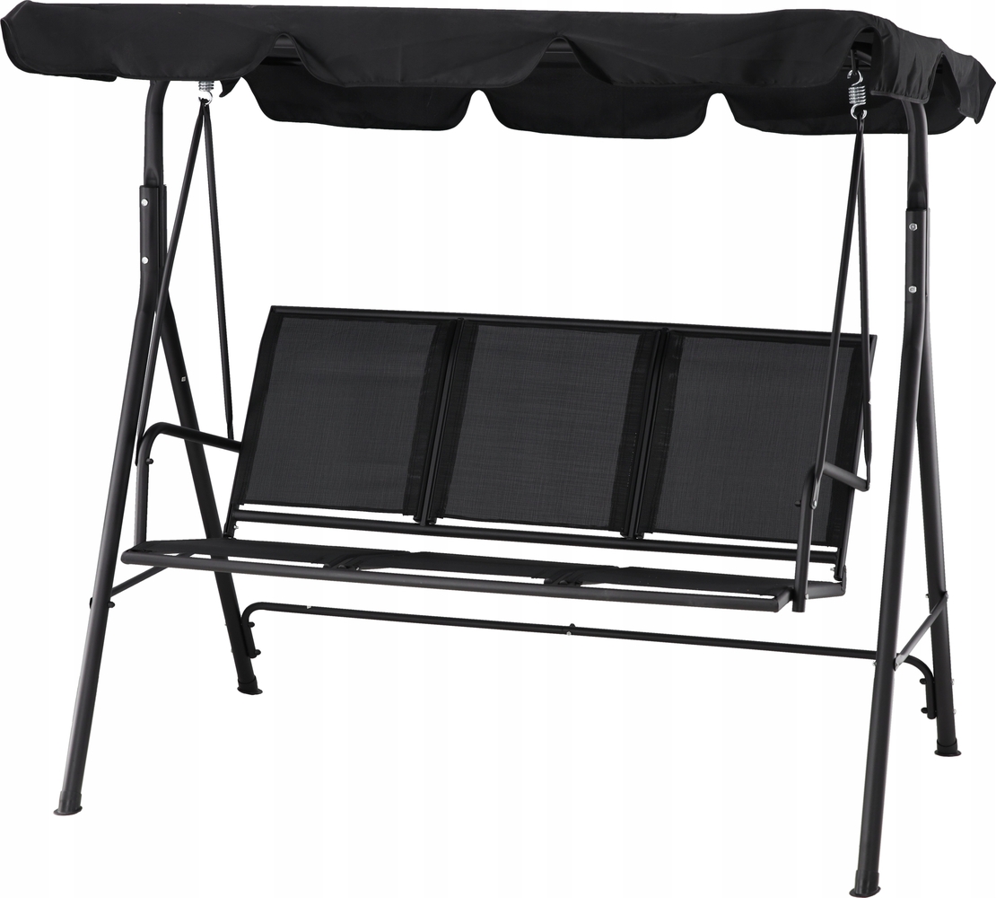Leagan balansoar gradina Sersimo Textilene, 3 locuri, 260kg, negru