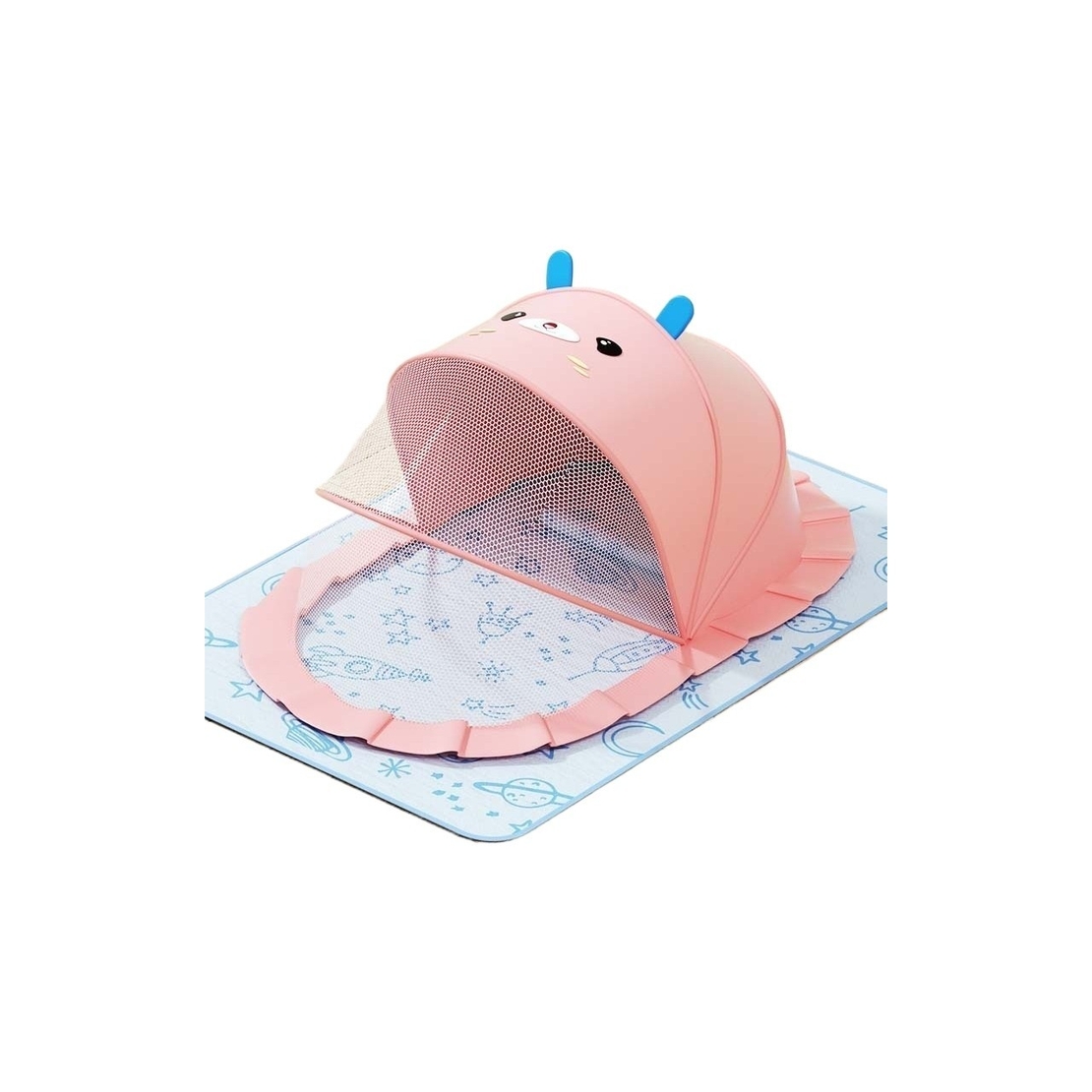 Husa Anti-Tantari, Vafy, Pliabila, Protectie 360 Grade, Parasolar, 0-1 An, 60 x 55 x 5 cm, Roz