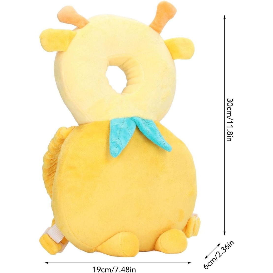 Perna tip Rucsac pentru Protectia Capului, Vafy, Tetiera tip Girafa, pentru Bebelusi, 33x6x19 cm, 180 g, Galben