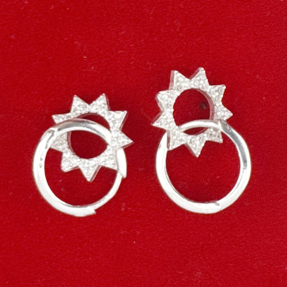 Cercei din Argint 925, Jolie Silver, pentru Dama, Model Soare cu Cristale, 2.55 g, Design Elegant si Romantic, Argintiu