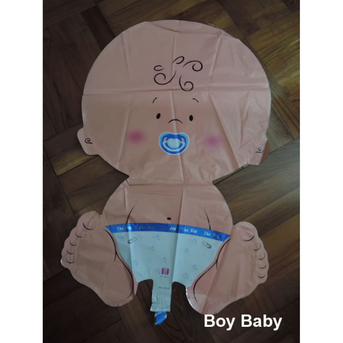Balon din Folie Metalizata, Vafy, Figurina Baietel, Tema Botez, 73x48 cm, Ambalaj Individual, Pai Inclus, Umflare cu Aer sau Heliu, Albastru
