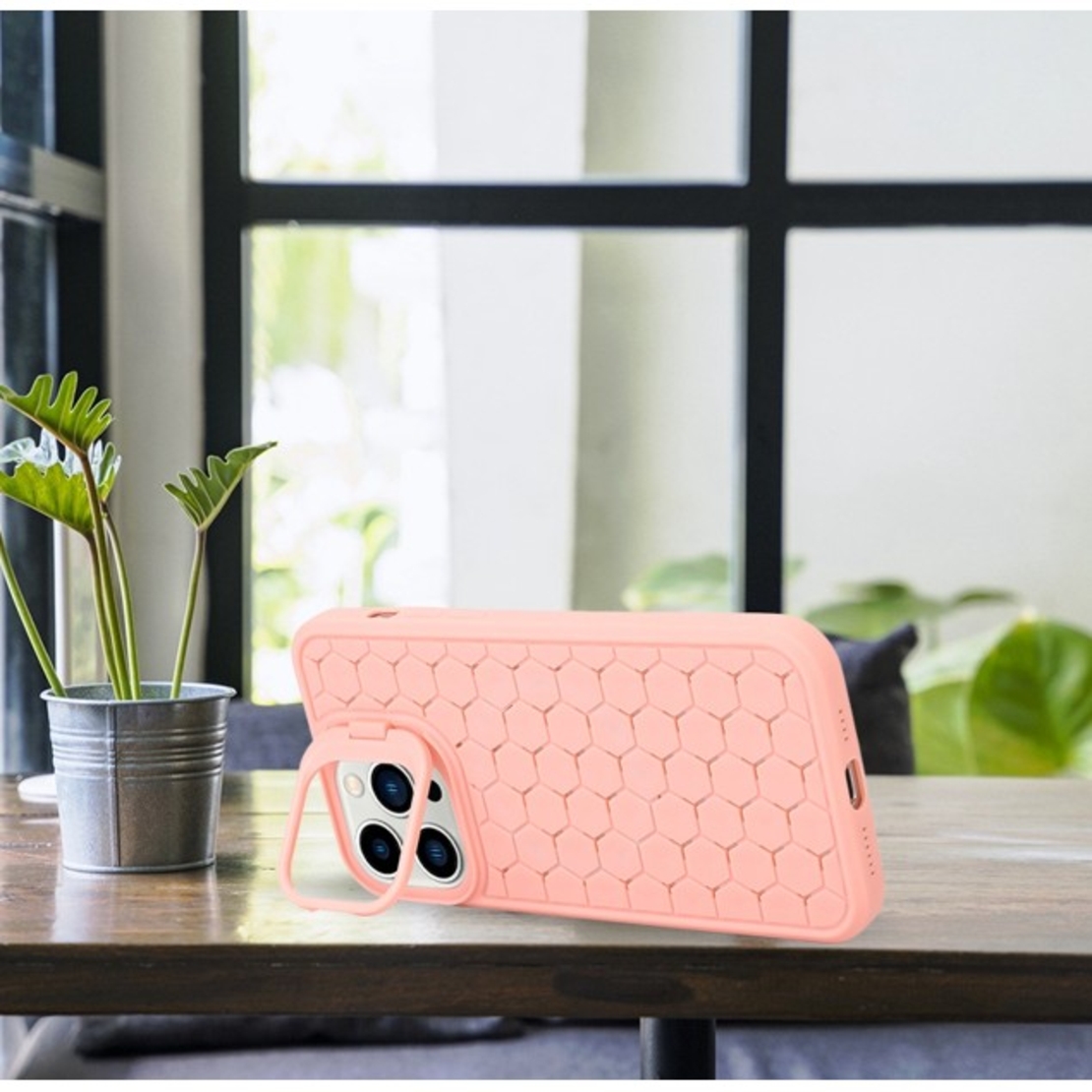 Husa de Protectie TPU, Vafy, pentru Apple iPhone 15 Plus, 3D Cube, cu Inel, Protectie Camera, Antisoc, Antizgariere, Antialunecare, Acoperire Completa, Roz