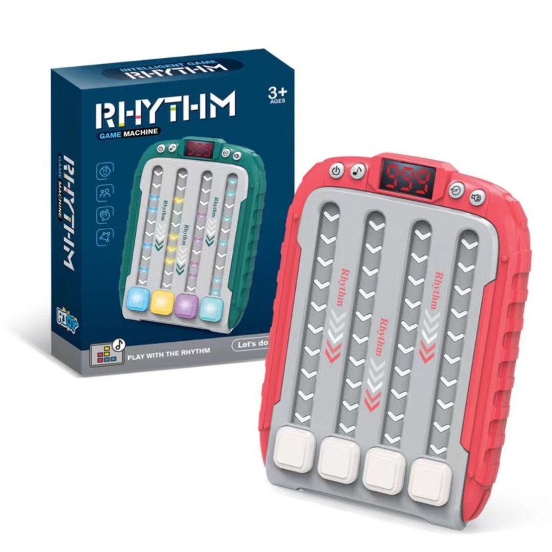 Jucarie Interactiva, Flippy, Joc Rhythm, +3 Ani, din ABS, 6 Niveluri, 15 x 3 x 11 cm, Functie Muzicala, Rosu