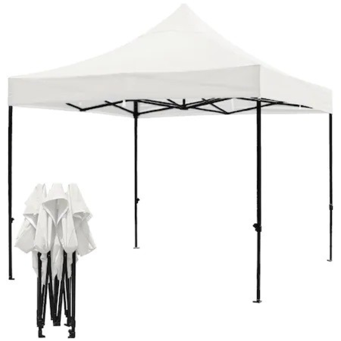 Cort pliabil pentru Evenimente, cadru metalic pentru curte si gradina, 2x2 m, Alb, Flippy