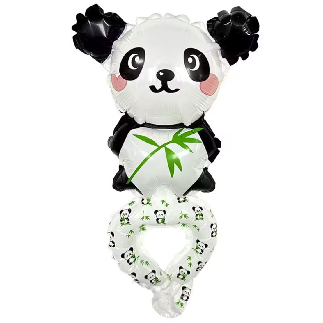 Balon din Folie Metalizata, Vafy, Figurine Animalute, Tip Bratara, Model Panda, Ambalaj Individual, Pai Inclus, Umflare cu Aer sau Heliu, Alb-Negru