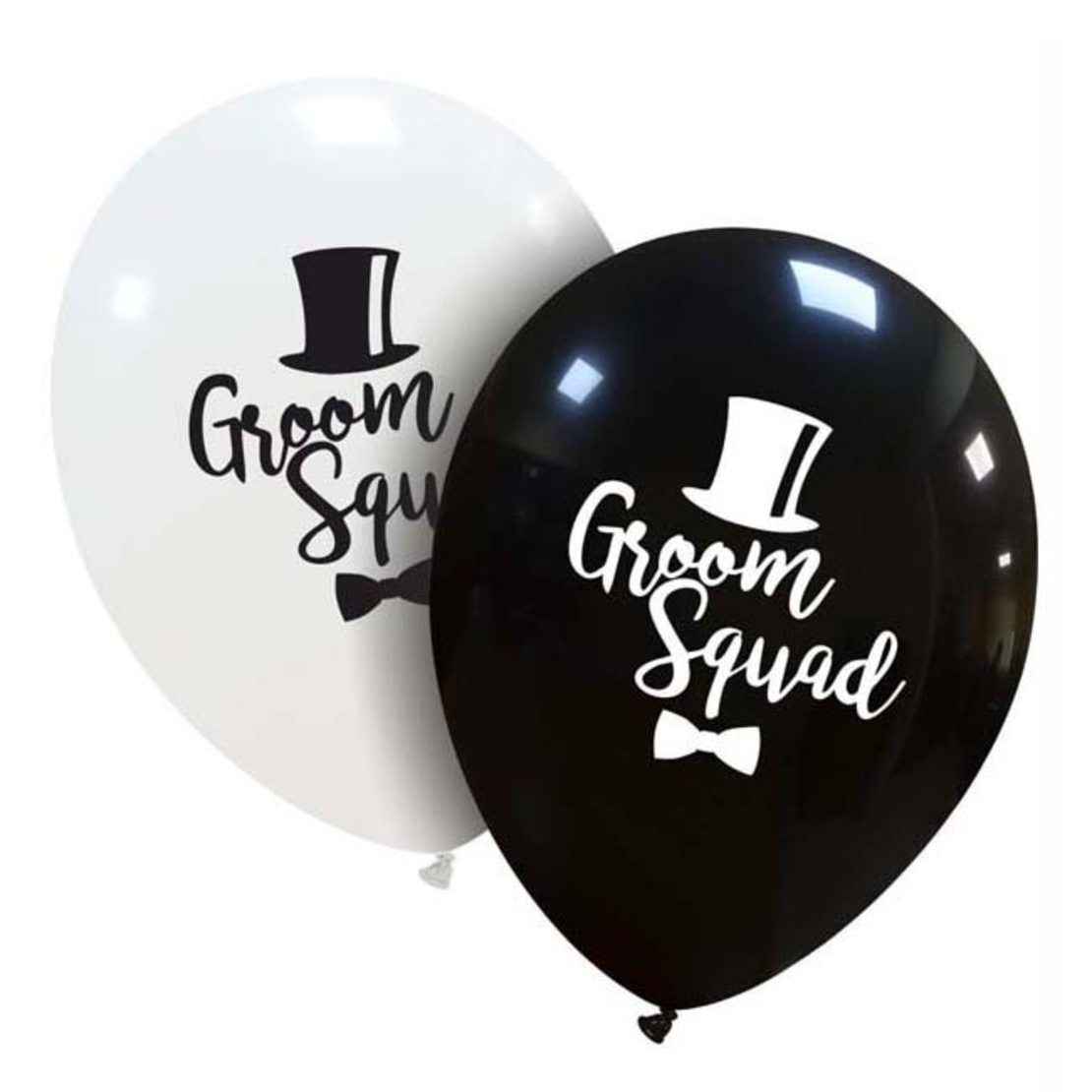 Baloane de Decor, Flippy, Set 10 Baloane de Decor pentru Echipa Mirelui, din Latex 25 cm, Alb/Negru