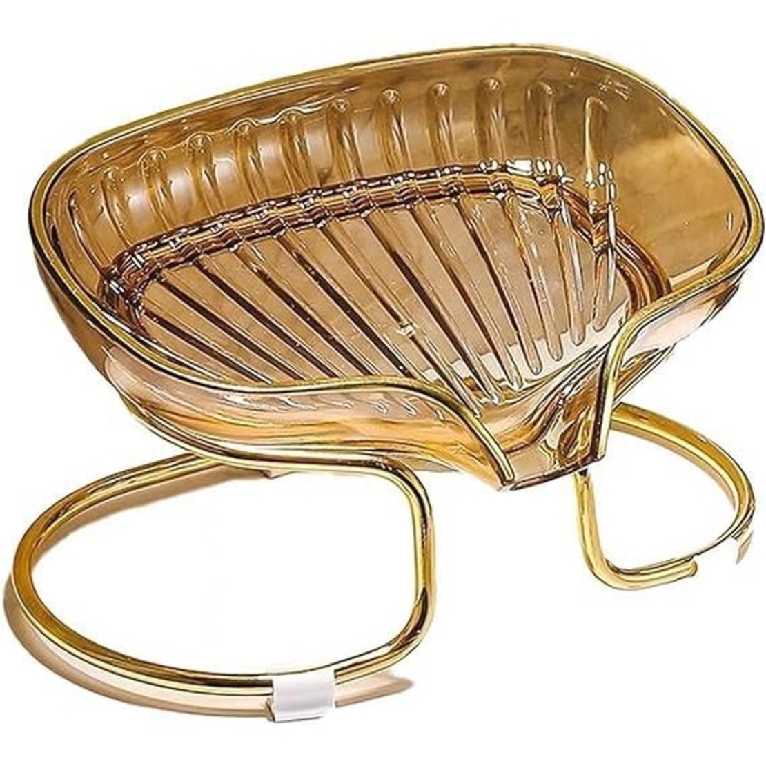 Savoniera cu Suport, Flippy, Sistem de Scurgere a Apei, Margine Aurie, 14 x 8.5 x 9 cm, din TPE, Auriu